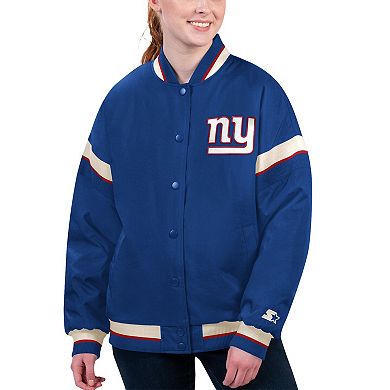 Women's Starter Royal New York Giants Tournament Full-Snap Varsity Jacket