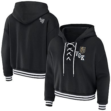 Women's WEAR by Erin Andrews Black Vegas Golden Knights Lace-Up Pullover Hoodie