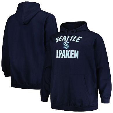 Men's Profile Deep Sea Blue Seattle Kraken Big & Tall Arch Over Logo Pullover Hoodie
