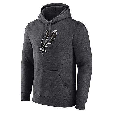 Men's Fanatics Branded  Heather Charcoal San Antonio Spurs Primary Logo Pullover Hoodie