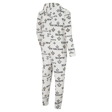 Men's Concepts Sport White New Orleans Saints Allover Print Docket Union Full-Zip Hooded Pajama Suit