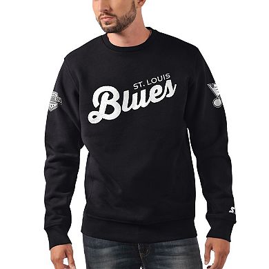 Men's Starter x NHL Black Ice Black St. Louis Blues Cross Check Pullover Sweatshirt