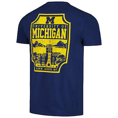 Men's Navy Michigan Wolverines Campus Badge Comfort Colors T-Shirt