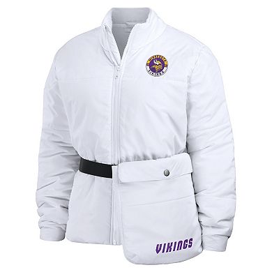 Women's WEAR by Erin Andrews  White Minnesota Vikings Packaway Full-Zip Puffer Jacket