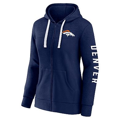 Women's Fanatics Branded Heather Navy Denver Broncos Plus Size City Ties Full-Zip Hoodie