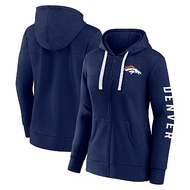 Women's Fanatics Branded Heather Navy Denver Broncos Plus Size City Ties Full-Zip Hoodie