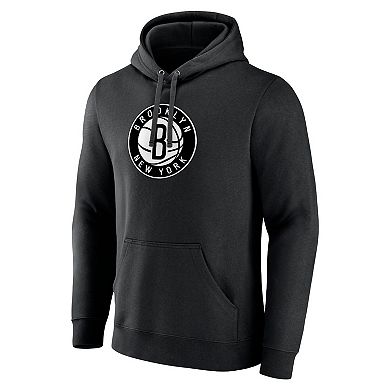 Men's Fanatics Branded  Black Brooklyn Nets Primary Logo Pullover Hoodie