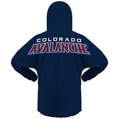 Women's Fanatics Branded Navy Colorado Avalanche Jersey Lace-Up V-Neck Long Sleeve Hoodie T-Shirt