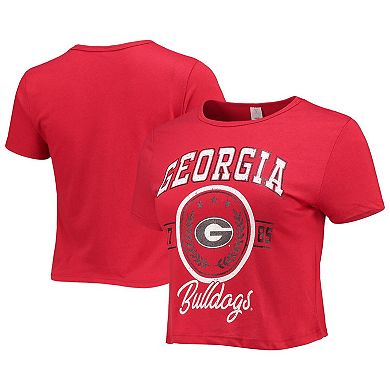 Women's ZooZatz Red Georgia Bulldogs Core Laurels Cropped T-Shirt