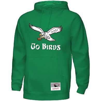 Men's Mitchell & Ness Kelly Green Philadelphia Eagles Go Birds Pullover Hoodie
