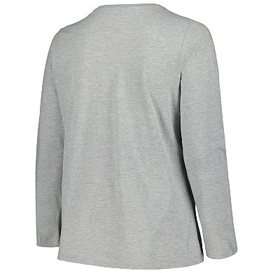 Women's Profile Heather Gray Kentucky Wildcats Plus Size Arch Over Logo Scoop Neck Long Sleeve T-Shirt