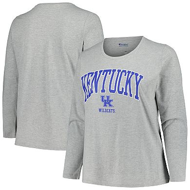 Women's Profile Heather Gray Kentucky Wildcats Plus Size Arch Over Logo Scoop Neck Long Sleeve T-Shirt