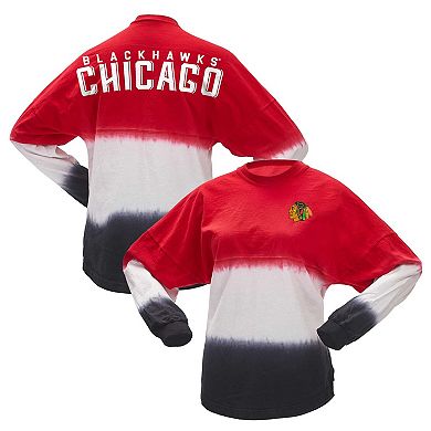 Women's Fanatics Branded Red/Black Chicago Blackhawks Ombre Long Sleeve T-Shirt