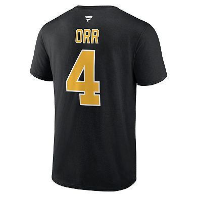 Men's Fanatics Branded Bobby Orr Black Boston Bruins Centennial Authentic Stack Retired Player Name & Number T-Shirt