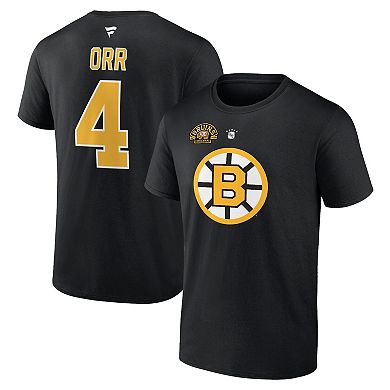 Men's Fanatics Branded Bobby Orr Black Boston Bruins Centennial Authentic Stack Retired Player Name & Number T-Shirt