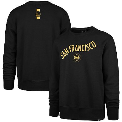 Men's '47 Black Golden State Warriors 2023/24 City Edition Postgame Headline Crew Pullover Sweatshirt