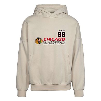 Men's Levelwear Connor Bedard Cream Chicago Blackhawks Contact Name & Number Oversized Pullover Hoodie