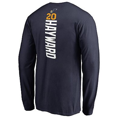 Men's Gordon Hayward Navy Utah Jazz Backer Name & Number Long Sleeve T-Shirt