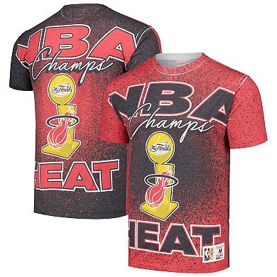 Men's Mitchell & Ness Red Miami Heat Hardwood Classics 2006 NBA Champions Champ City T-Shirt