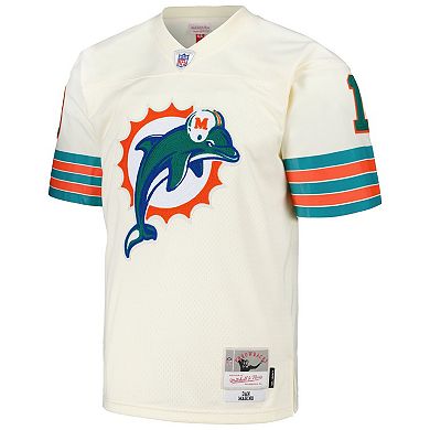 Men's Mitchell & Ness Dan Marino Cream Miami Dolphins Chainstitch Legacy Jersey