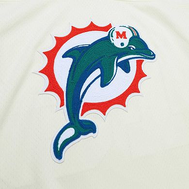 Men's Mitchell & Ness Dan Marino Cream Miami Dolphins Chainstitch Legacy Jersey