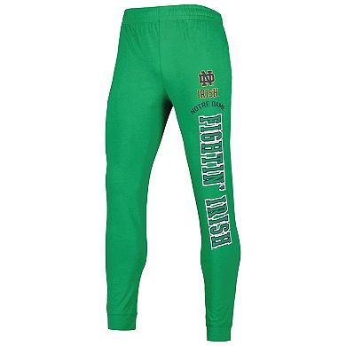 Men's Concepts Sport Heather Green/Heather Charcoal Notre Dame Fighting Irish Meter Long Sleeve Hoodie T-Shirt & Jogger Pajama Set