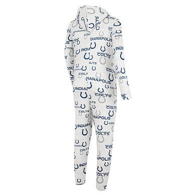 Men's Concepts Sport White Indianapolis Colts Allover Print Docket Union Full-Zip Hooded Pajama Suit
