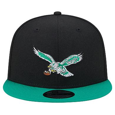 Men's New Era Black/Kelly Green Philadelphia Eagles Historic Two Tone 9FIFTY Snapback Hat