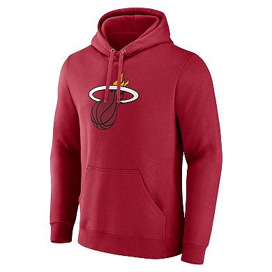 Men's Fanatics Branded  Red Miami Heat Primary Logo Pullover Hoodie