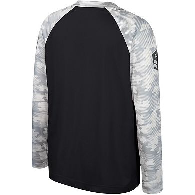 Youth Colosseum Black/Camo Iowa Hawkeyes OHT Military Appreciation Dark Star Raglan Long Sleeve T-Shirt