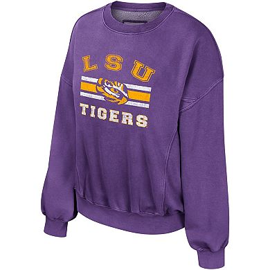 Women's Colosseum Purple LSU Tigers Audrey Washed Pullover Sweatshirt