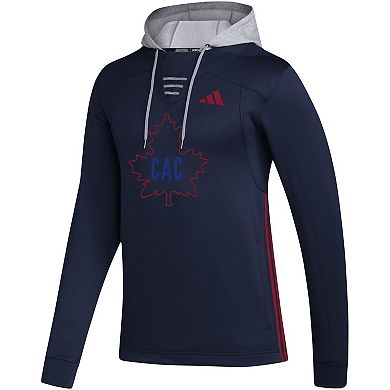 Men's adidas Navy Montreal Canadiens Refresh Skate Lace AEROREADY Pullover Hoodie
