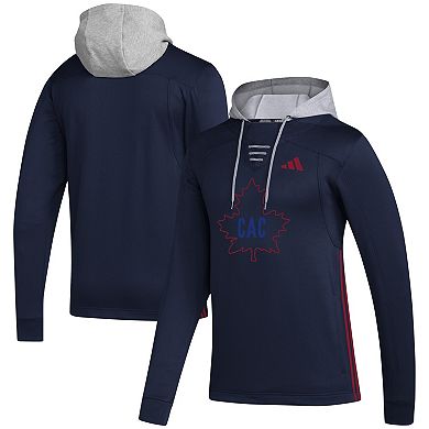 Men's adidas Navy Montreal Canadiens Refresh Skate Lace AEROREADY Pullover Hoodie