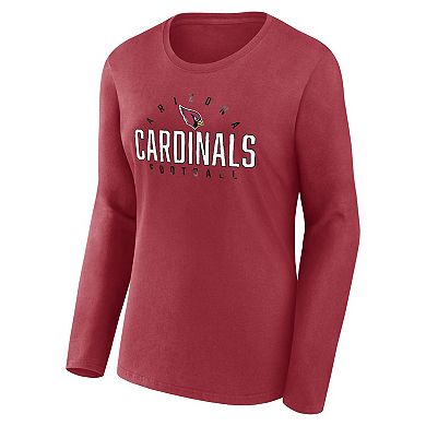 Women's Fanatics Branded  Cardinal Arizona Cardinals Plus Size Foiled Play Long Sleeve T-Shirt