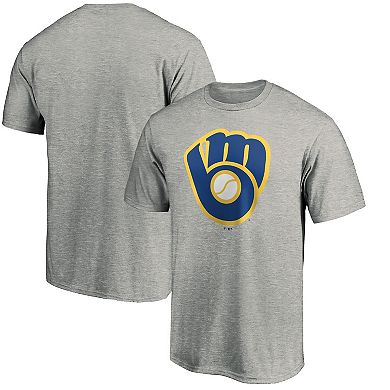 Men's Fanatics Branded Heathered Gray Milwaukee Brewers Cooperstown Collection Huntington Logo T-Shirt