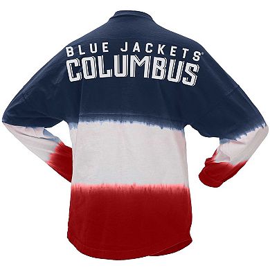 Women's Fanatics Branded Navy/Red Columbus Blue Jackets Ombre Long Sleeve T-Shirt