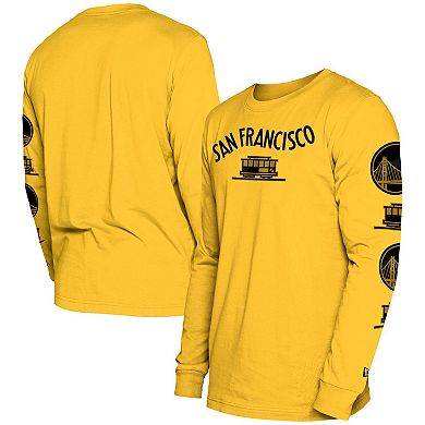 Men's New Era Yellow Golden State Warriors 2023/24 City Edition Long Sleeve T-Shirt
