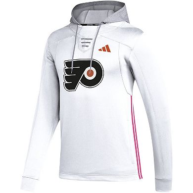 Men's adidas White Philadelphia Flyers Refresh Skate Lace AEROREADY Pullover Hoodie
