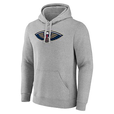 Men's Fanatics Branded  Heather Gray New Orleans Pelicans Primary Logo Pullover Hoodie