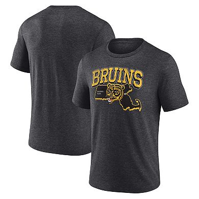 Men's Fanatics Branded  Heather Charcoal Boston Bruins Centennial Team Tri-Blend T-Shirt