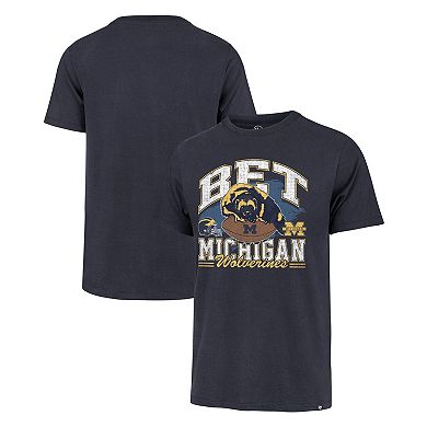 Men's '47 Navy Michigan Wolverines Bet Helmet Franklin T-Shirt