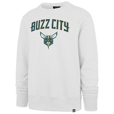 Men's '47 White Charlotte Hornets 2023/24 City Edition Postgame Headline Crew Pullover Sweatshirt