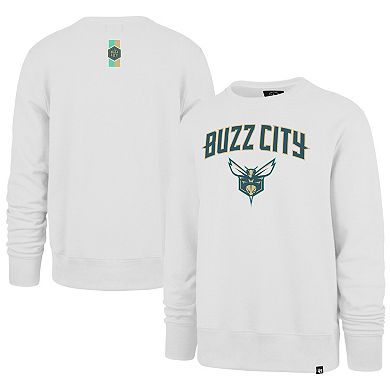 Men's '47 White Charlotte Hornets 2023/24 City Edition Postgame Headline Crew Pullover Sweatshirt