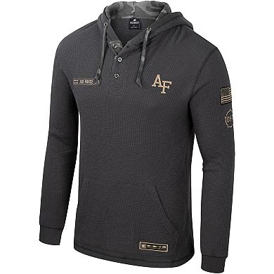 Men's Colosseum Charcoal Air Force Falcons OHT Military Appreciation Henley Pullover Hoodie