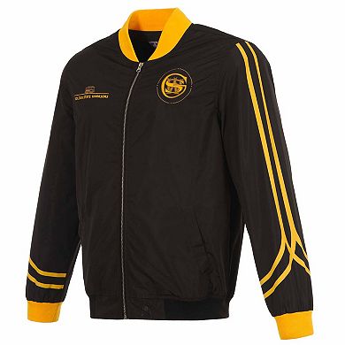 Men's JH Design Black Golden State Warriors 2023/24 City Edition Nylon Full-Zip Bomber Jacket