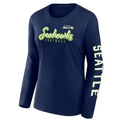 Women's Fanatics Branded College Navy/White Seattle Seahawks Two-Pack Combo Cheerleader T-Shirt Set