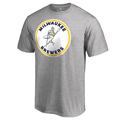 Men's Fanatics Branded Ash Milwaukee Brewers Cooperstown Collection Forbes T-Shirt