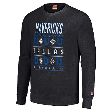 Unisex Homage Charcoal Dallas Mavericks Holiday Raglan Pullover Sweatshirt