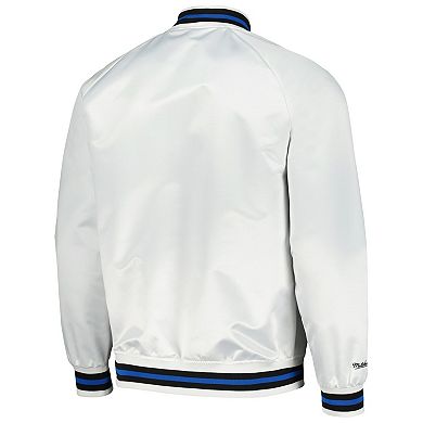 Men's Mitchell & Ness White Minnesota Timberwolves Hardwood Classics  Throwback Wordmark Raglan Full-Snap Jacket