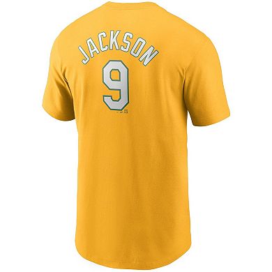 Men's Nike Reggie Jackson Gold Oakland Athletics Cooperstown Collection Name & Number T-Shirt